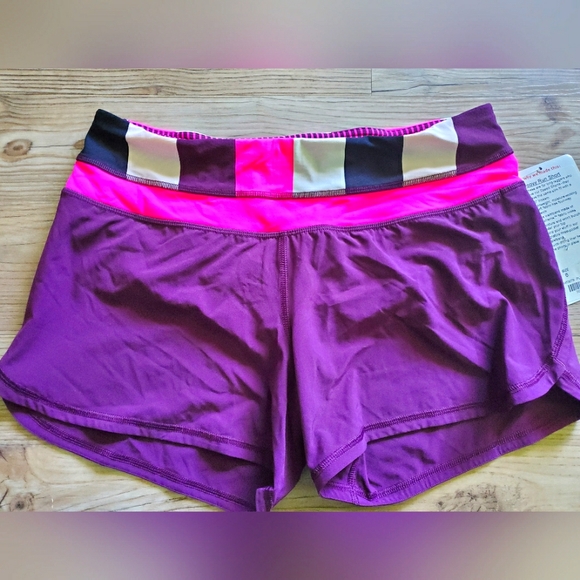 LULULEMON 6 Groovy Run Short Plum Raspberry Glo Light Pow Stripe Shorts🌺 - Picture 8 of 8